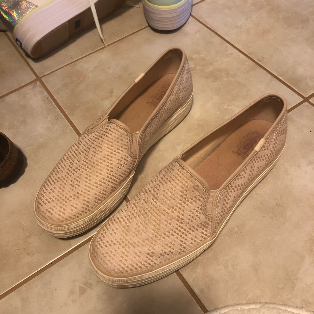 Keds Beige Textured Slip-On Loafers